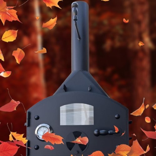 Puerta de horno con campana y chimenea — vista 3